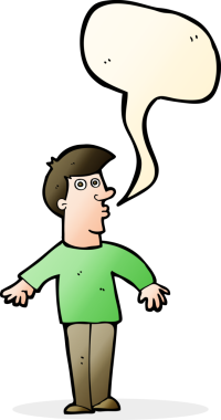 Bir insan tarafından çizilen konuşma baloncuğu ile bir adamı şaşırtan çizgi film.