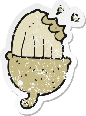 Bir insan tarafından çizilmiş bir palamut desenli karikatür çıkartması.