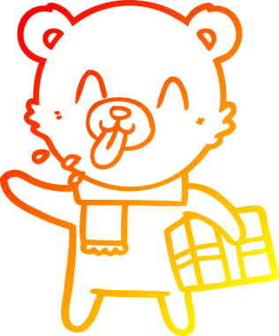 Bir insan tarafından çizilmiş kaba bir çizgi film ayısının sıcak çizgi çizimi