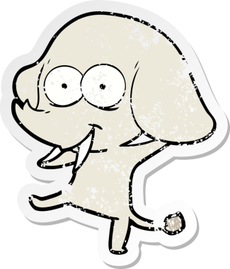 Bir insan tarafından çizilmiş mutlu bir filin sıkıntılı çıkartması.