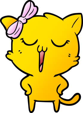 Bir insan tarafından çizilmiş çizgi film kedisi.