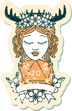 Retro Dövme Tarzı İnsan Druid Bir insan tarafından çizilmiş doğal 20 rulo ile