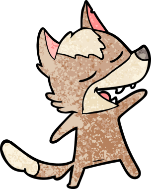 Bir insan tarafından çizilmiş gülen bir kurt.