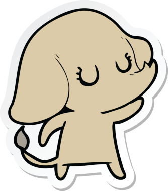 Bir insan tarafından çizilmiş şirin bir fil çıkartması.