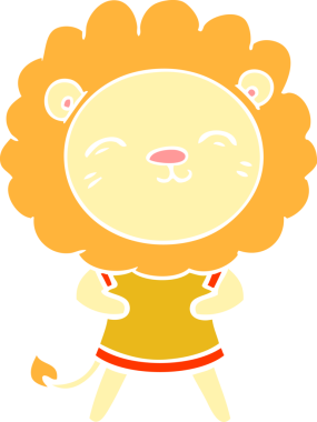 Bir insan tarafından çizilmiş düz renkli çizgi film aslanı