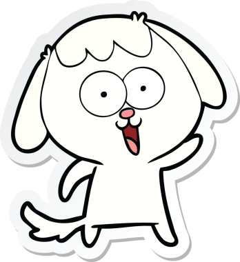 Bir insan tarafından çizilmiş şirin bir köpeğin çıkartması.