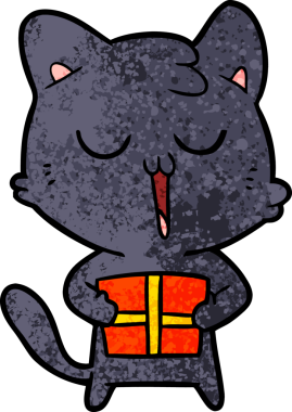 Bir insan tarafından çizilmiş bir çizgi film kedisi.