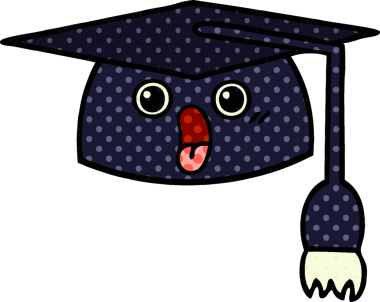 Bir insanın çizdiği mezuniyet şapkasının çizgi filmi.