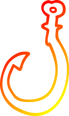 Bir insan tarafından çizilmiş bir karikatür kancasının sıcak gradyan çizimi