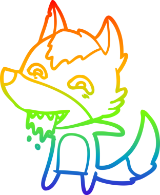 Gökkuşağı gradyan çizgisi insan tarafından çizilmiş aç bir kurt çizgi.