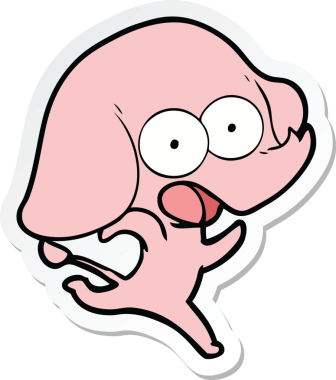 Bir insan tarafından çizilmiş şirin bir fil çıkartması.