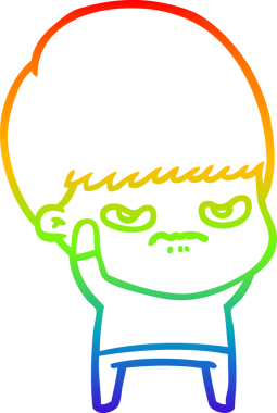 Gökkuşağı gradyan çizgi çizimi Bir insan tarafından çizilmiş bir çizgi film çocuğu