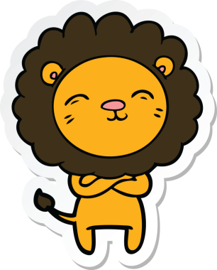 Bir insan tarafından çizilmiş karikatür aslanının çıkartması.