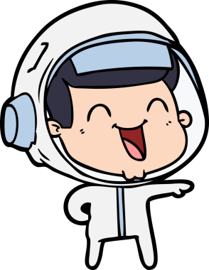 Bir insan tarafından çizilmiş mutlu astronot çizgi filmi.