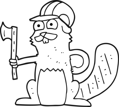 Bir insan tarafından çizilmiş siyah beyaz bir kunduz.