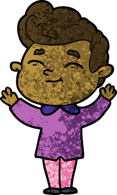 Bir insan tarafından çizilmiş mutlu çizgi film adamı.