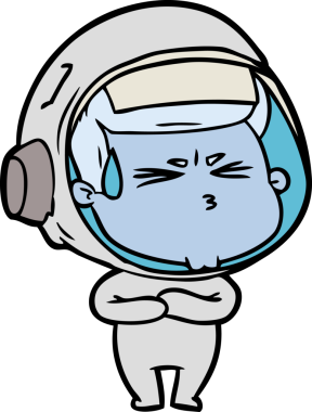 Çizgi film bir insan tarafından çizilmiş astronot.