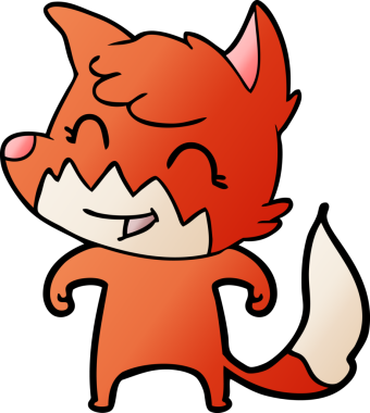 Bir insan tarafından çizilmiş mutlu çizgi film tilkisi.