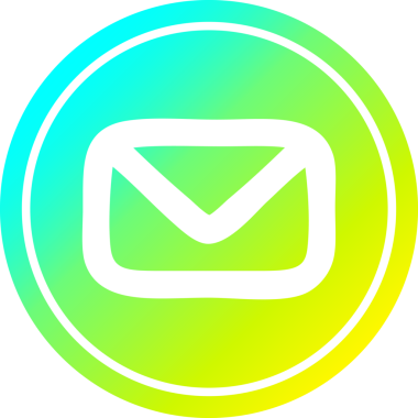 Zarf harfi dairesel simgesi, bir insan tarafından çizilen havalı gradyan bitiş