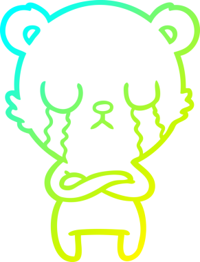 Bir insan tarafından çizilmiş ağlayan çizgi film ayısının soğuk gradyan çizgisi.