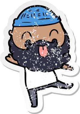 Bir insan tarafından çizilmiş sakallı, dans eden bir adamın sıkıntılı çıkartması.