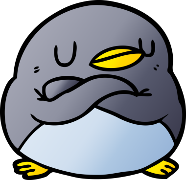 Bir insan tarafından çizilmiş çapraz kollu penguen.