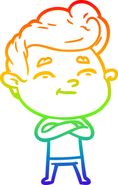 gökkuşağı gradyanı çizimi bir insan tarafından çizilmiş mutlu bir çizgi film adamı