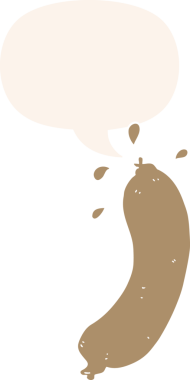 bir insan tarafından çizilmiş, konuşma baloncuklu çizgi film sosisi.