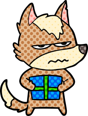 Bir insan tarafından çizilmiş rahatsız kurt çizgi filmi.