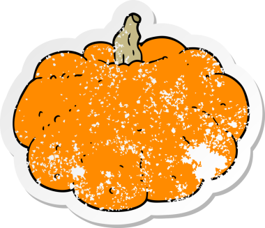 Bir insan tarafından çizilmiş karikatür balkabağı etiketi.