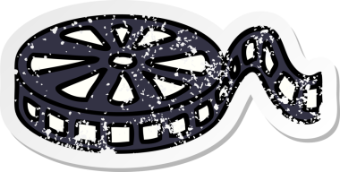 Bir insan tarafından çizilmiş şirin bir karikatür makarasının sıkıntılı etiketi.