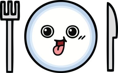 Bir insan tarafından çizilmiş yemek tabağı karikatürü.