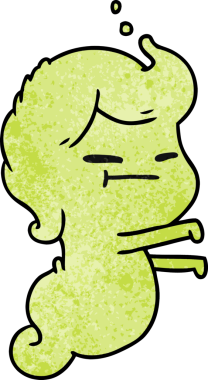 Bir insan tarafından çizilmiş kawai korkunç hayaletinin serbest çizimi.