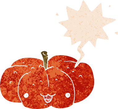 Bir insan tarafından çizilmiş grunge dertli retro biçimli konuşma balkabağı