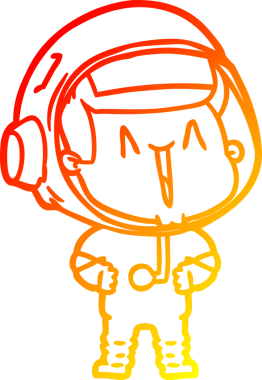 Bir insan tarafından çizilmiş mutlu bir astronotun sıcak çizgi çizimi