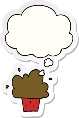 İnsan tarafından çizilmiş bir çıkartma olarak düşünce baloncuklu çizgi film keki.