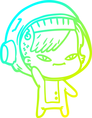 Bir insan tarafından çizilmiş soğuk gradyan çizgili astronot kadın çizimi.