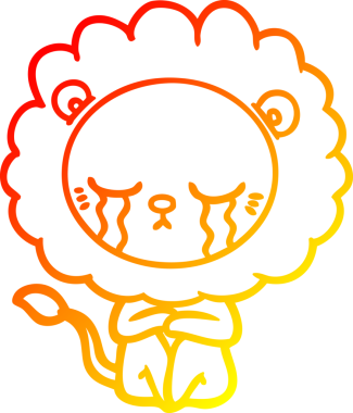 Bir insan tarafından çizilmiş, ağlayan bir aslanın sıcak çizgi çizgisi.