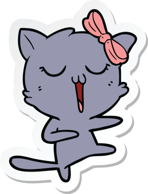 Bir insan tarafından çizilmiş çizgi film kedisinin çıkartması.