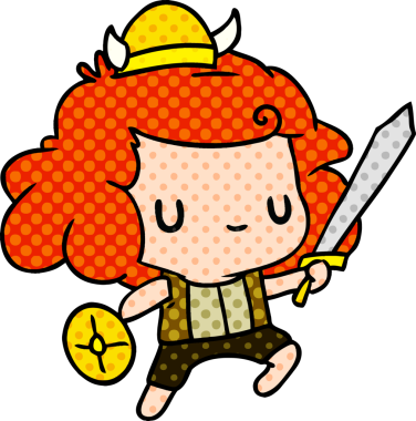 Çizim: kawaii şirin Viking çocuğu bir insan tarafından çizilmiş.