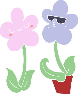 Bir insan tarafından çizilmiş şirin düz renkli karikatür.