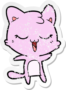 Bir insan tarafından çizilmiş karikatür bir kedinin sıkıntılı çıkartması.