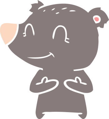 Dost canlısı ayı düz renkli çizgi film bir insan tarafından çizildi