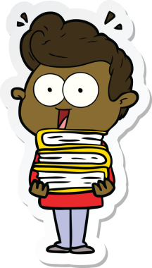 Bir insan tarafından çizilmiş, dik dik bakan bir çizgi film çıkartması.