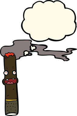 Bir insan tarafından çizilmiş düşünce balonlu çizgi film purosu.