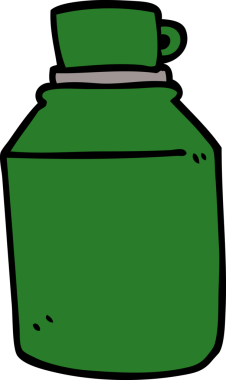 Bir insan tarafından çizilmiş sıcak içecek şişesi.