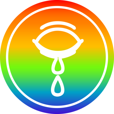 Ağlayan göz yuvarlak simgesi gökkuşağı gradyan bir insan tarafından çizilmiş.