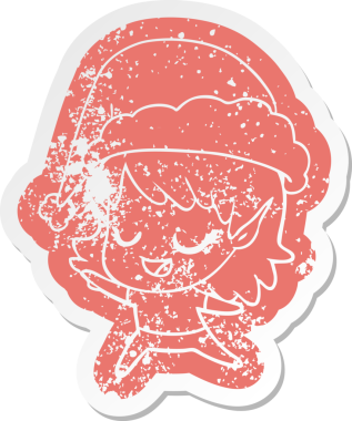 Garip bir çizgi film, mutlu bir elf kızının Noel Baba şapkası takıp dans etmesini engelliyor.