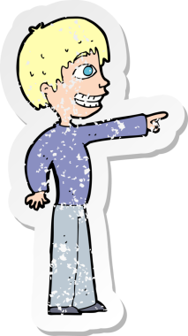 Bir insan tarafından çizilmiş sırıtan bir çizgi filmin gerilimli çıkartması.