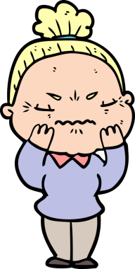 Çizgi film bir insan tarafından çizilmiş yaşlı bir kadın tarafından rahatsız edildi.